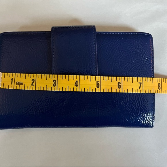 Kenneth Cole Reaction Patent Lapis Blue Mirrored Snap Shut Bifold Wallet - Picture 8 of 8